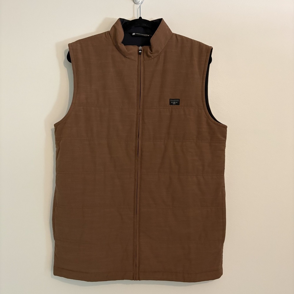 Travis Mathew Cold Heart 2.0 Golf Vest Brown Size M Full Zip Layer Performance